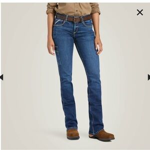 Ariat Women's Boot Cut Jeans in Deep Blue mid-rise western basic denim size 27